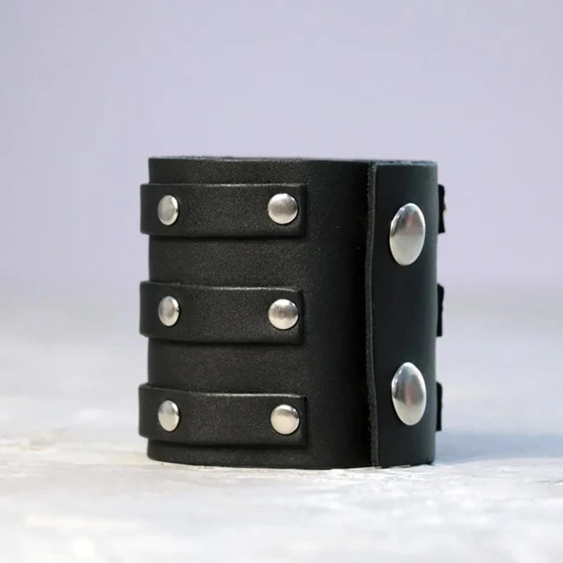Vintage Leather Cuff Bracelet Adjustable Gothic Punk Jewelry - Smarsty