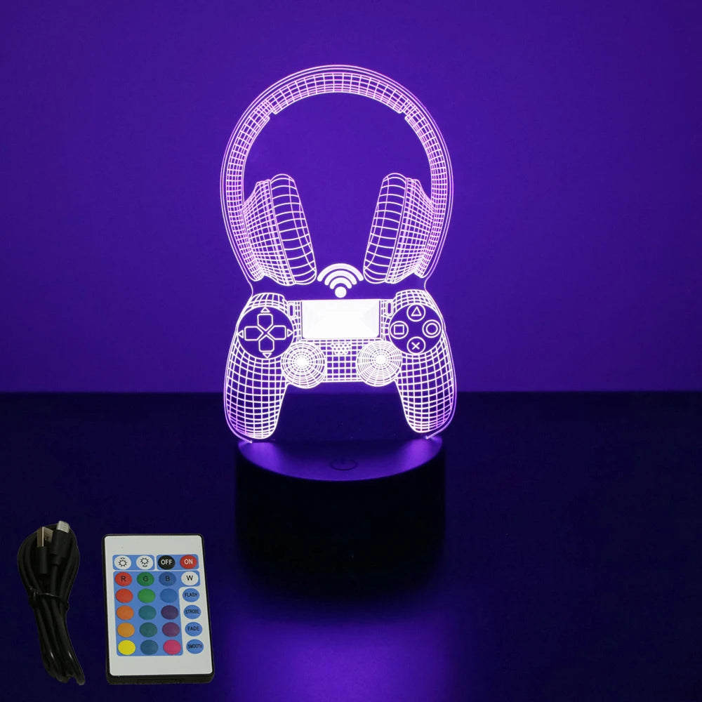 Neon Gamer 3D LED Night Light for Gaming Room - Smarsty