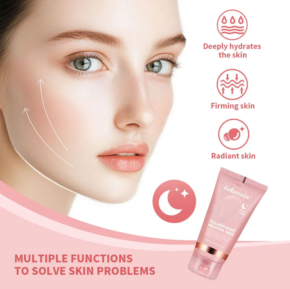 Night Collagen Wrapping Mask Rejuvenation Moisturizing Brightening Korean Face Mask Make Glowy Skin Elasticity Facial Mask - Smarsty