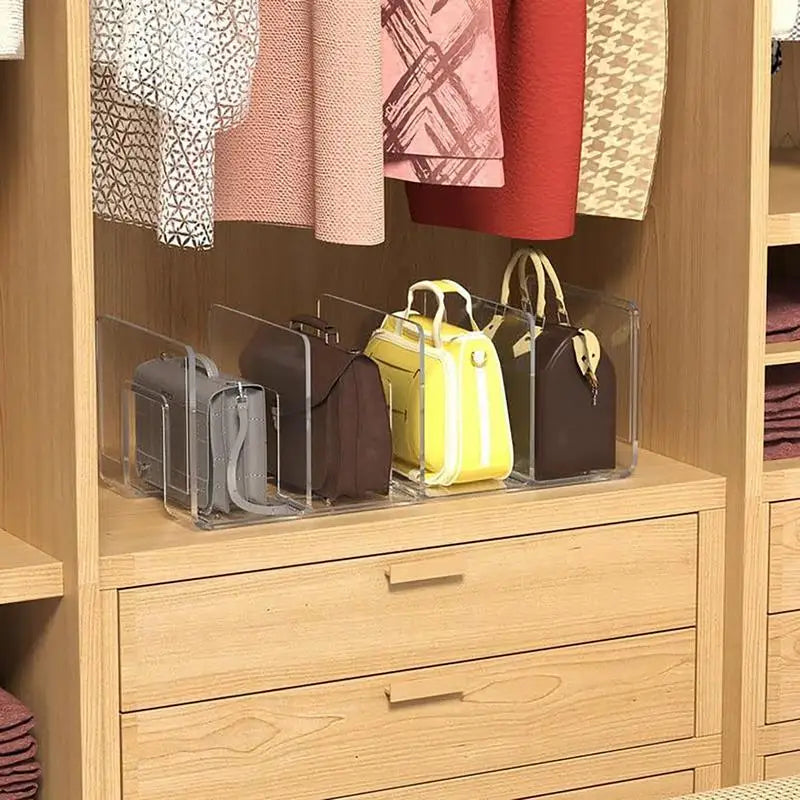 4 Slots Handbag Storage Racks Transparent Wardrobe Divider Shelf Acrylic Storage Holder Closet Organizer Bags Display Racks by Smarsty