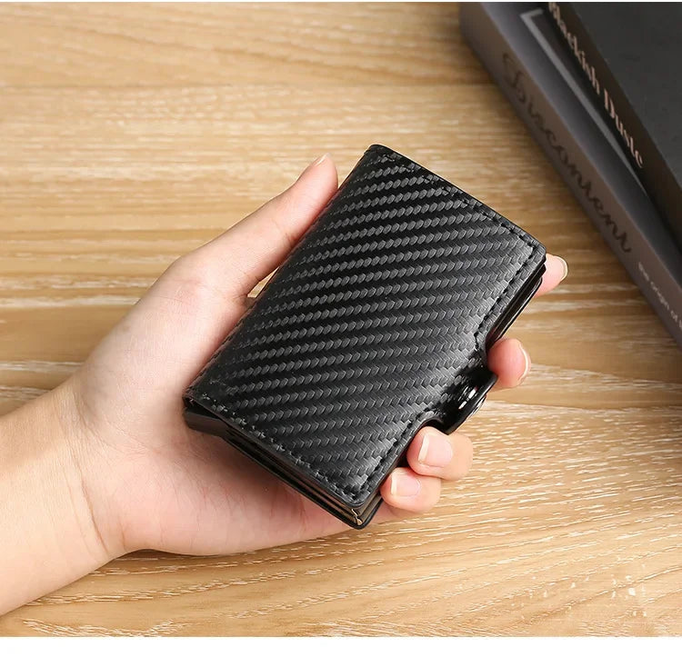 Large Capacity Double Layer ID Credit Card Holder Anti Rfid Blocking Protected Magic Wallet for Men Carbon Fiber Cardholder Case
