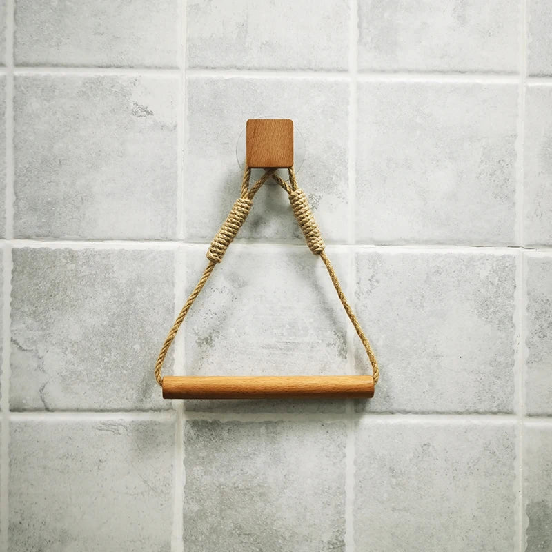 Wooden Wall Mounted Toilet Paper Holder with Towel Rack - Smarsty