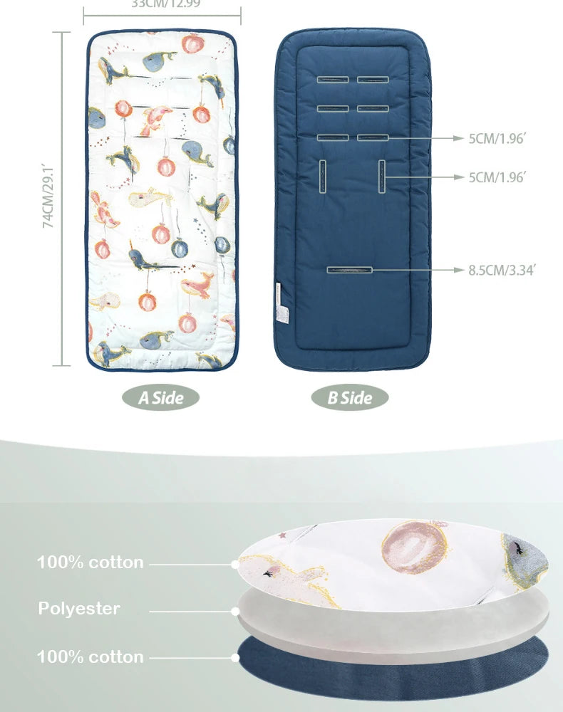 Comfortable Cotton Baby Stroller Pad Four Seasons General Soft Seat Cushion Child Cart Seat Mat Kids Pushchair Cushion For 0-27M by Smarsty
