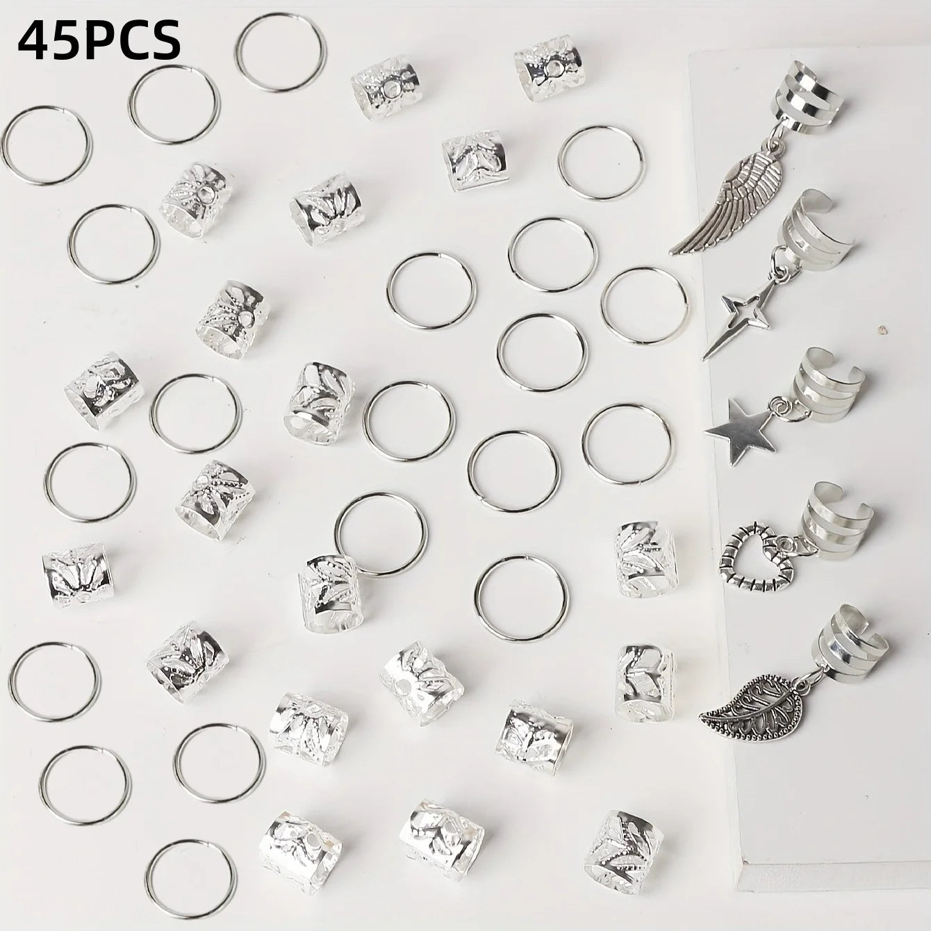 45pcs Alloy Braid Hair Rings for Stylish Dreadlocks - Smarsty