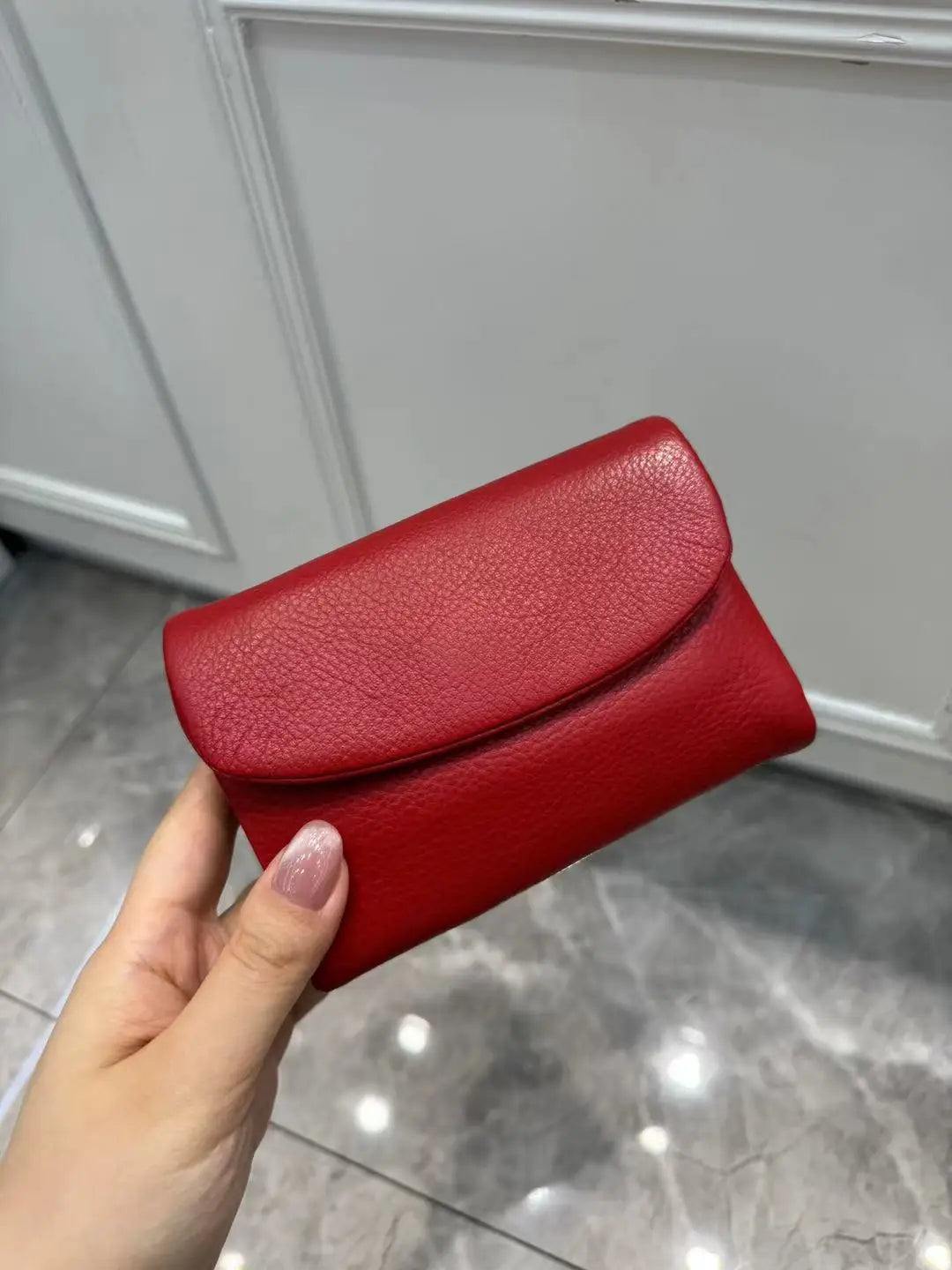 Coin Purse Genuine Cow Leather Short Wallet Trifold for Small Women's Purses Clutch Cowhide Card Holder Travel Card Wallets