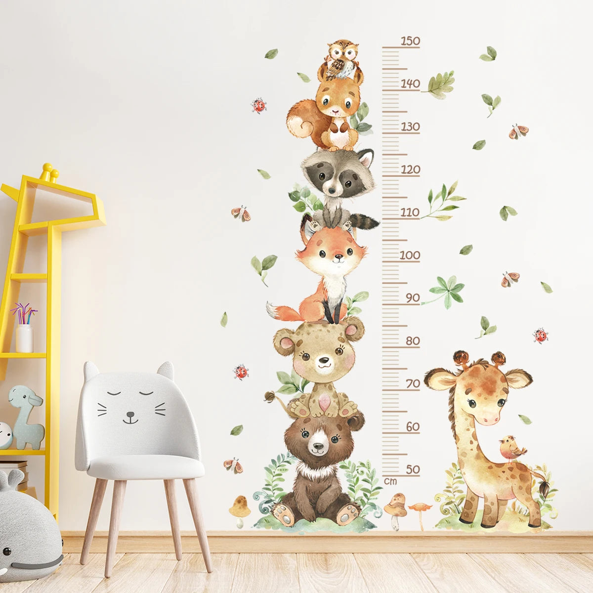 Cartoon Animal Height Ruler Wall Stickers for Kids Room - Smarsty