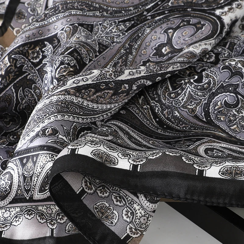 Bohemian Silk Square Scarf for Women Luxury Floral Print - Smarsty