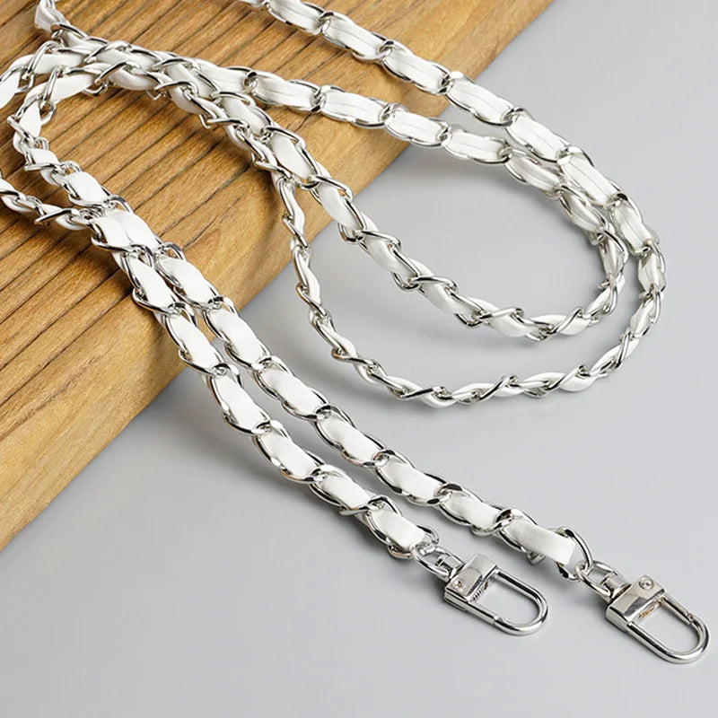 PU Leather Metal Chain Accessories Crossbody Shoulder Portable Wrist Bag Chain Strap Replacement Luggage Accessories Versatile