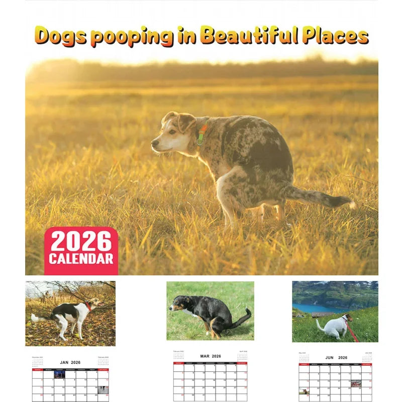 2026 Pooping Dog Calendar-Year Monthly Planner & Agenda Schedule Organizer Wall Calendar Funny Party Gag Gifts for Friends - Smarsty