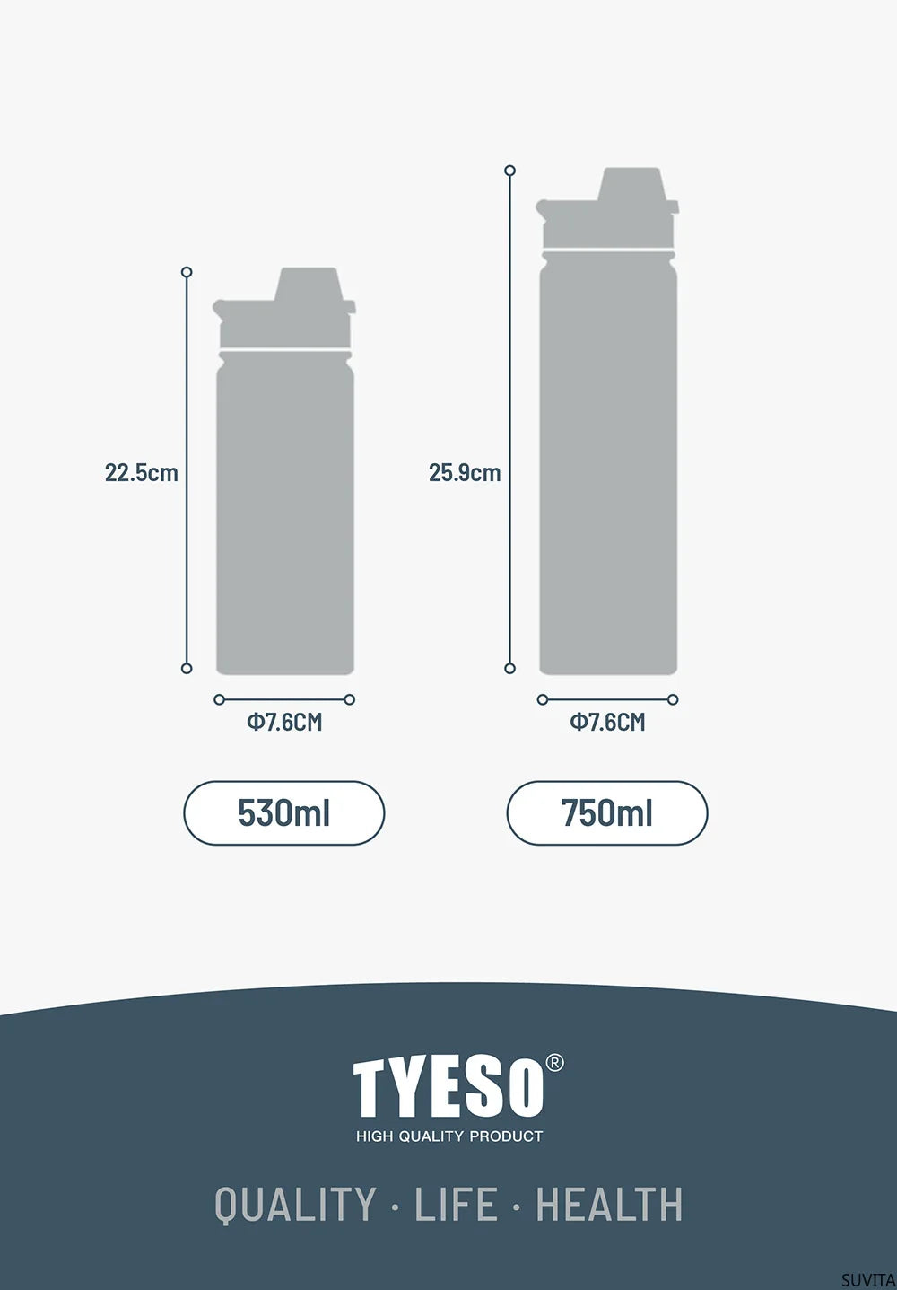 TYESO Stainless Steel Vacuum Flask for Hot and Cold Drinks - Smarsty