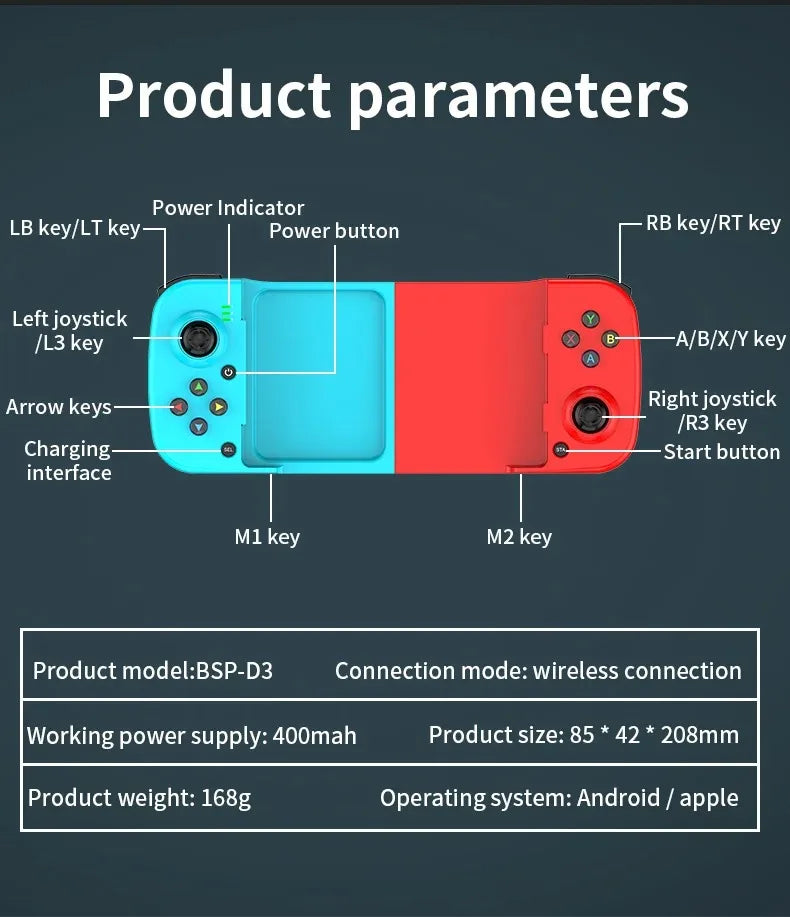 Stretchable Wireless Bluetooth Gamepad for Mobile Gaming - Smarsty