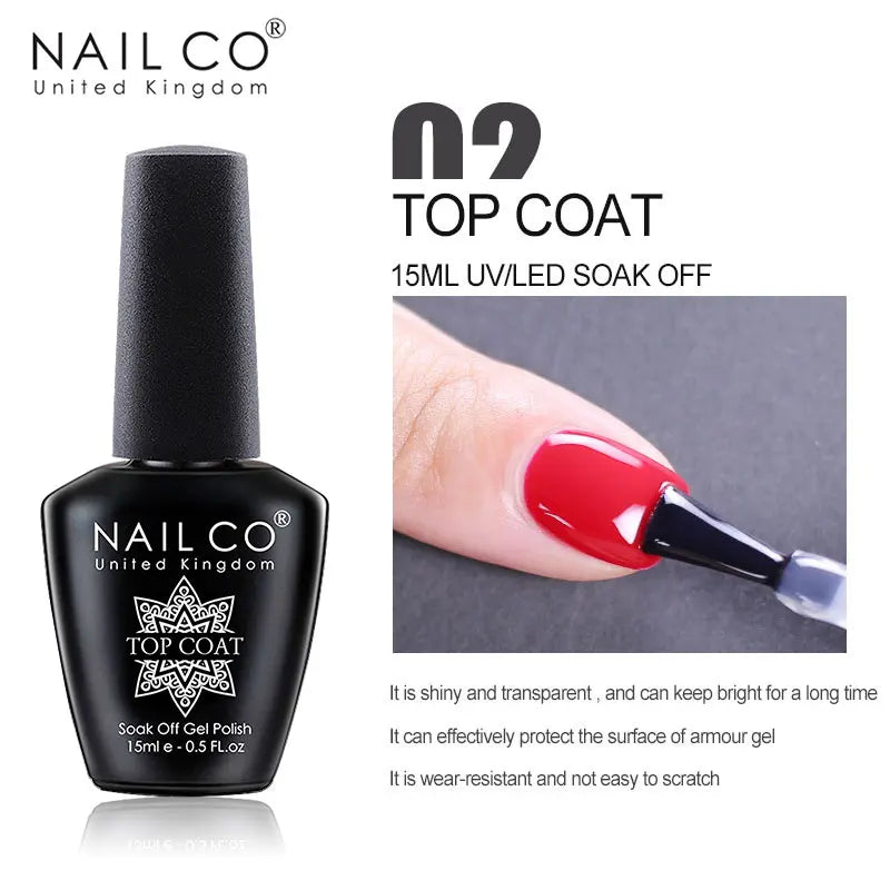 NAILCO 15ml Gel Top Coat and Base Coat for Long-Lasting Shine - Smarsty