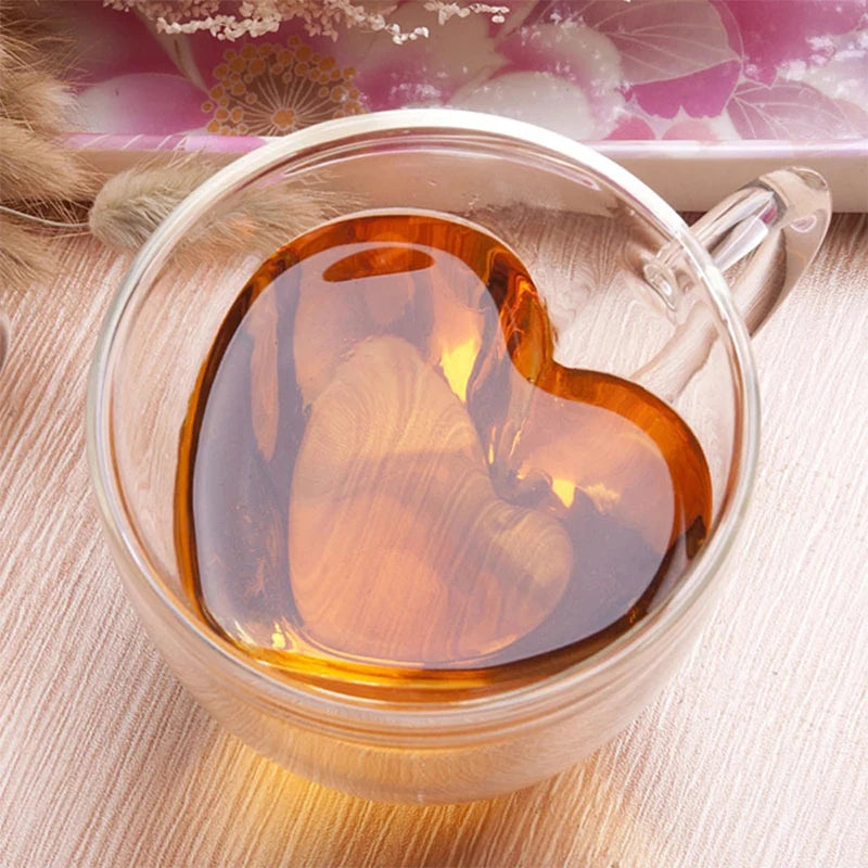 Heart Love Shaped Glass Mug for Couples - Smarsty