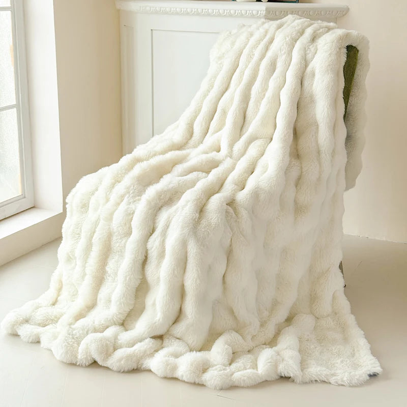 Double-Layer Rabbit Fur Blanket for Comfortable Summer Use - Smarsty