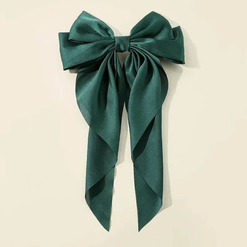 Korean Satin Hair Clips with Big Bowknot for Women - Smarsty
