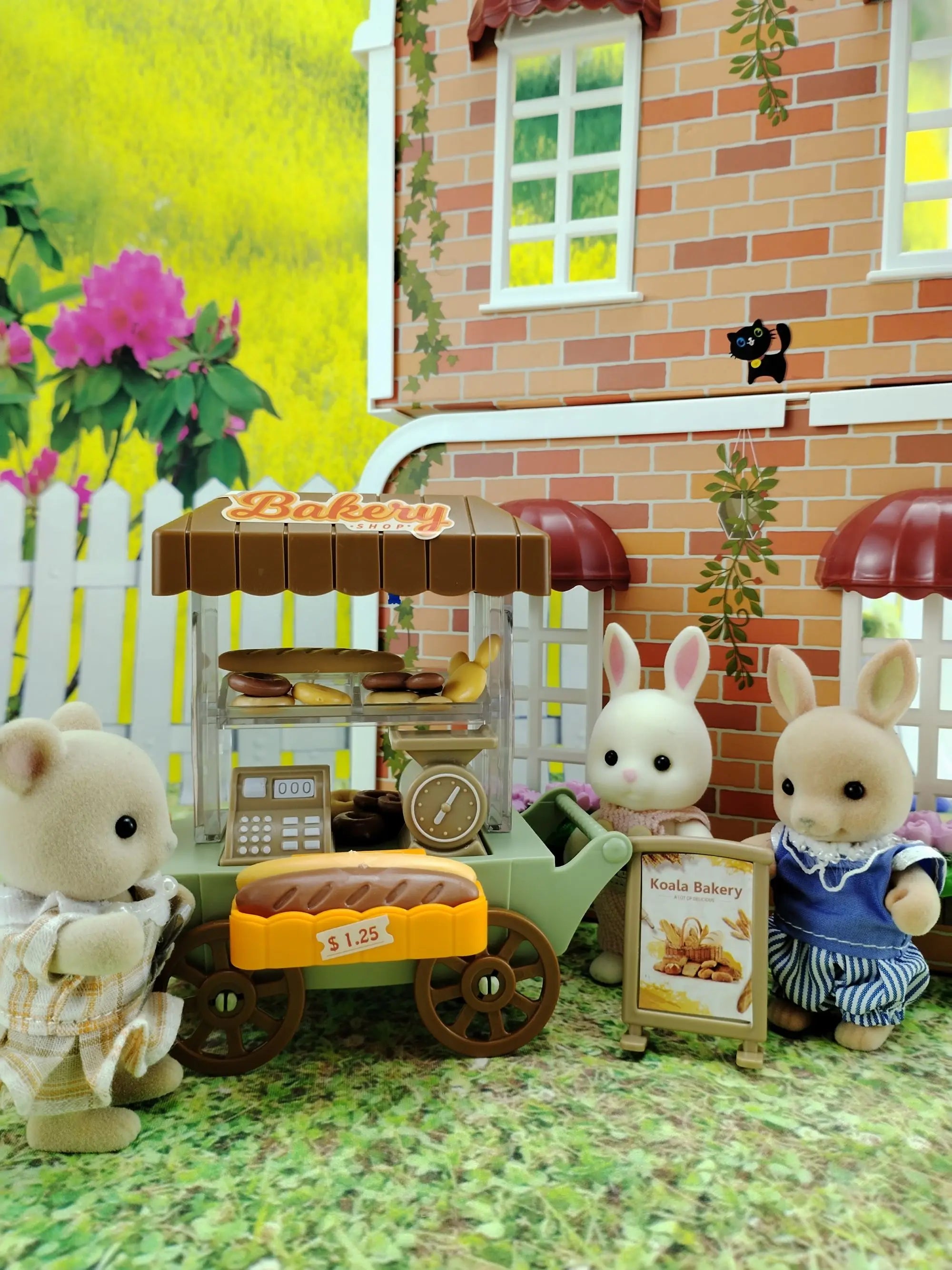 Girls kids Toys Miniature Dollhouse Furniture Shopping PlaySet DIY Family Games Supermarket Flower Store Pretend Toys by Smarsty