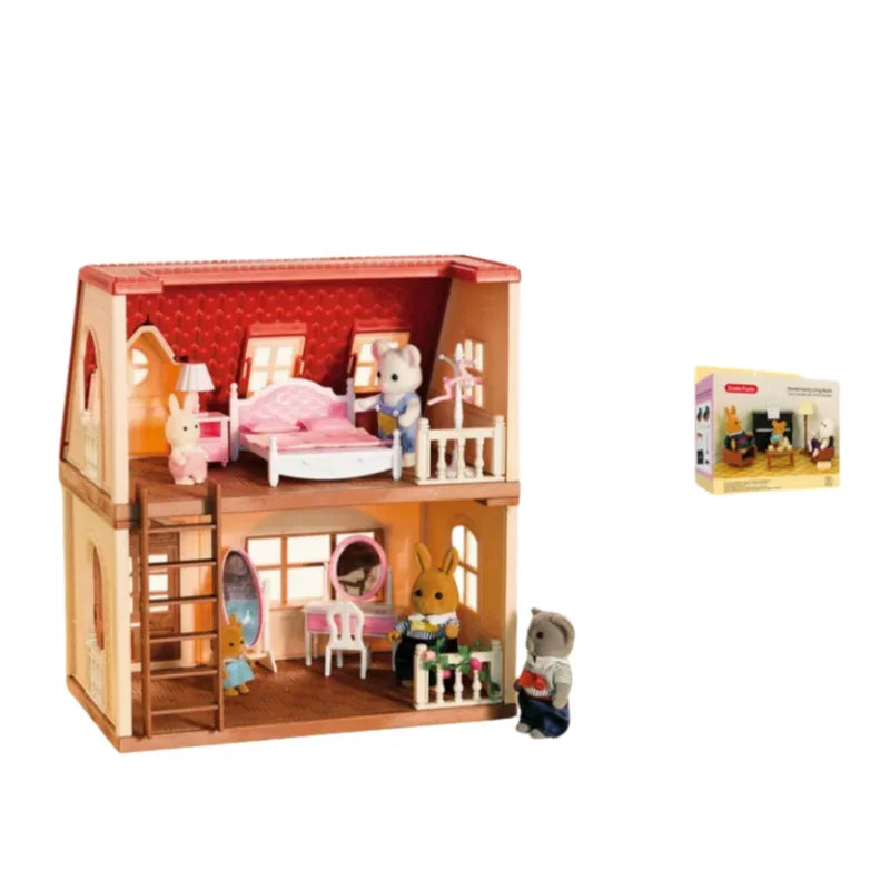 New Simulation Room Forest Family Small West House Rabbit Animal Model Girl Doll House Furniture Double Storey Villa Toys Gifts by Smarsty