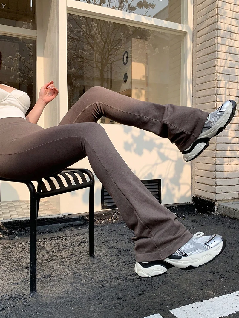 High Waisted Compression Without Awkward Lines Micro Flared Yoga Outdoor Wear Seamless Elastic Fitness Pants Lifting Leggings - Smarsty