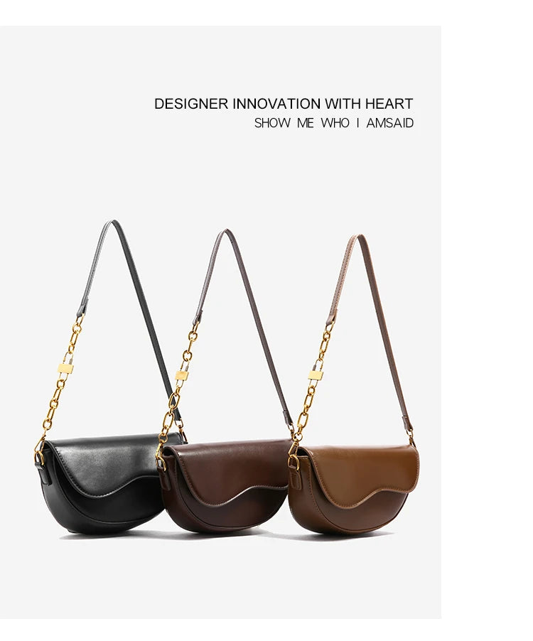 Small Leather Saddle Bag For Women Crossbody Vintage Style - Smarsty