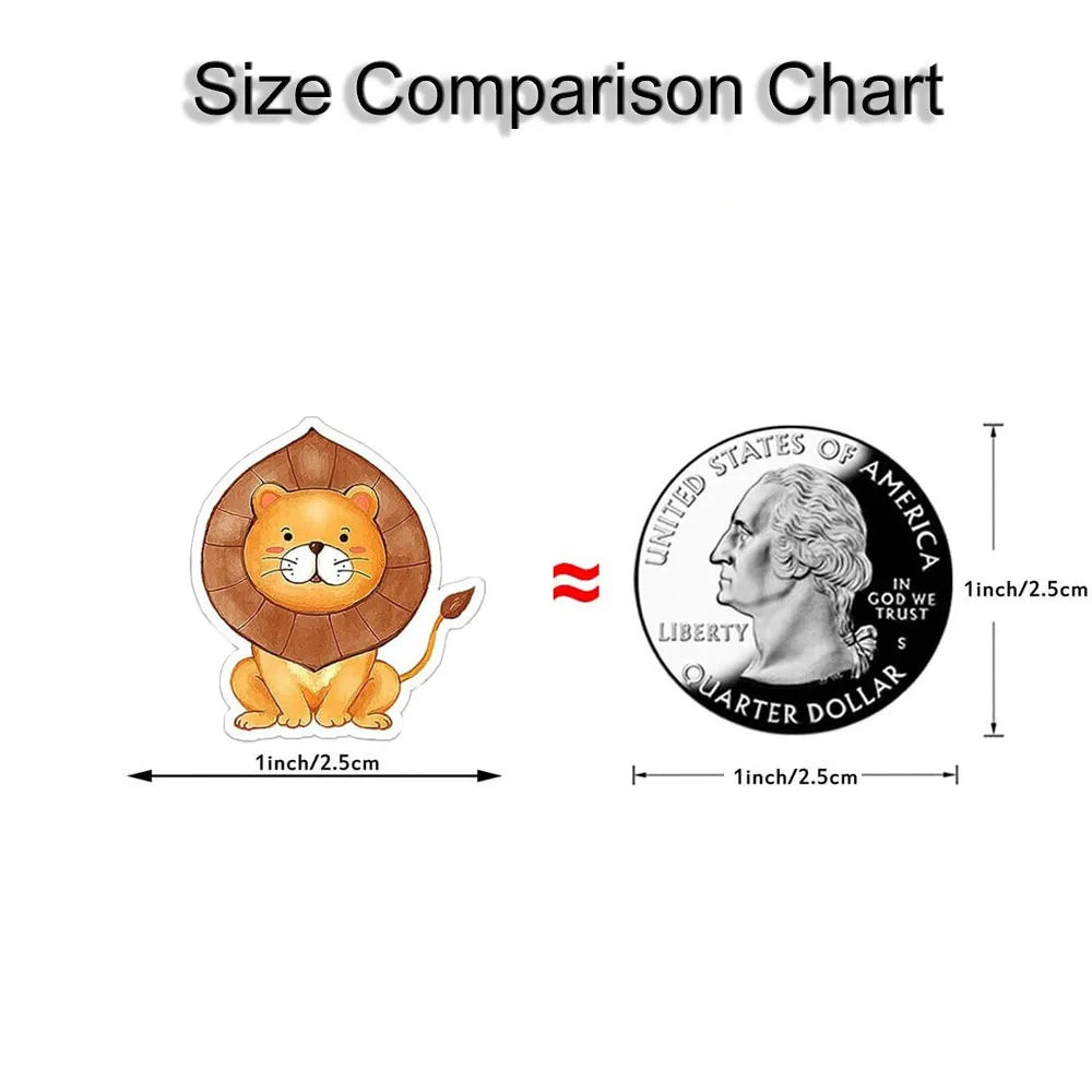 500Pcs/Roll Heterotypic Grassland Animals Stickers 2.5cm/1.0'' Graffiti Game Art Labels Learning Rewards, Adorn Gifts - Smarsty