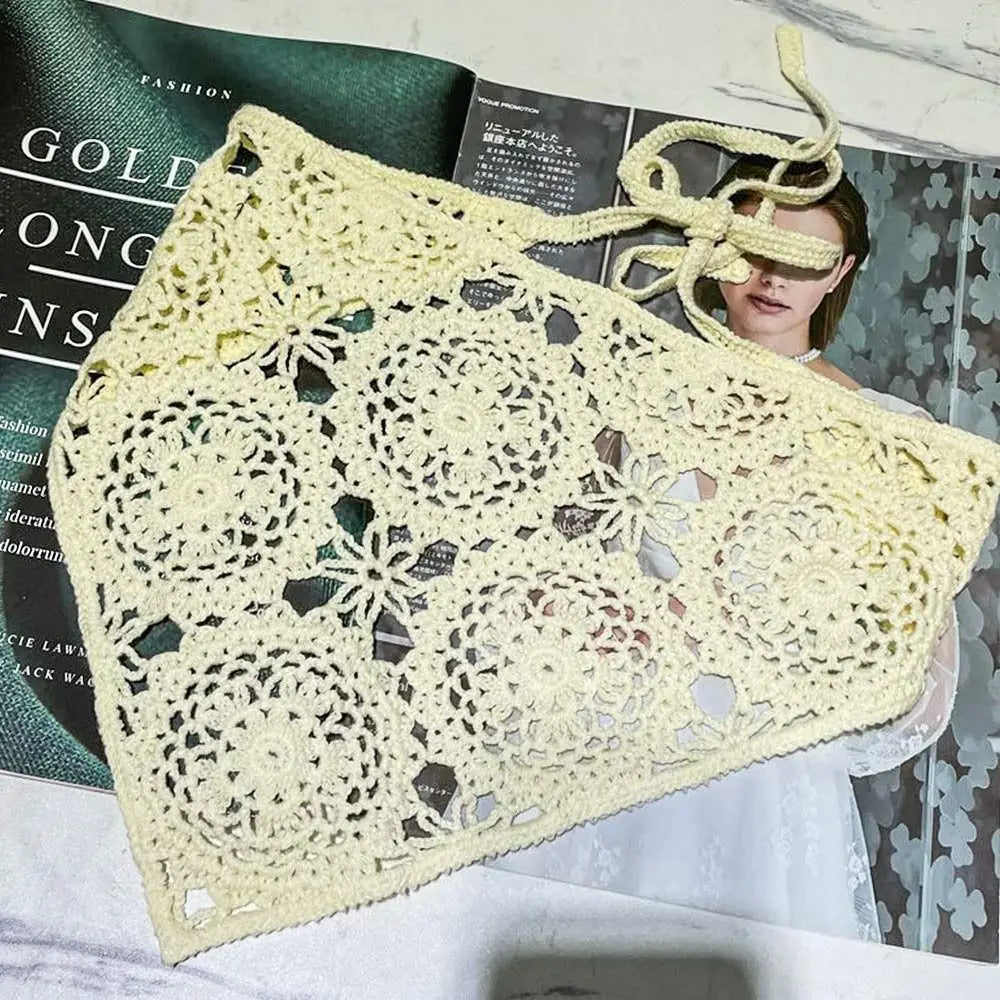 Lace Triangle Scarf Breathable Summer Crochet Headband - Smarsty