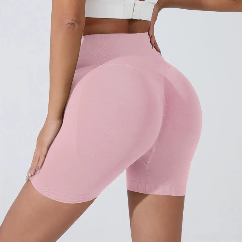 Peach Hip Lifting Sports Shorts Women High Waist Belly Slimming Running Training Quick-drying Trousers Tight Three-point Shorts - Smarsty