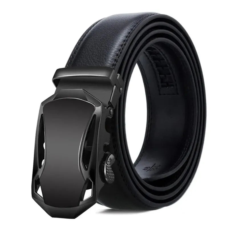Men's Genuine PU Leather Belt with Metal Buckle - Smarsty