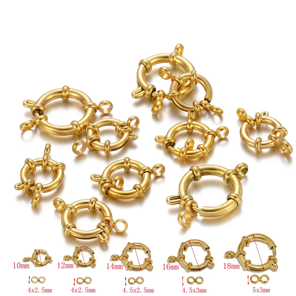 Gold Stainless Steel Spring Clasps for Jewelry Making - Smarsty