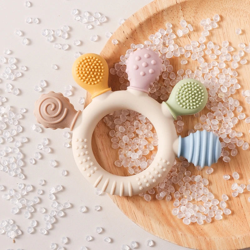 1pc Silicone Teether Baby 0 12 Months Teething Toys Teether Ring Silicone Baby Teether Toys for Toddler BPA Free Baby Toys Gifts by Smarsty