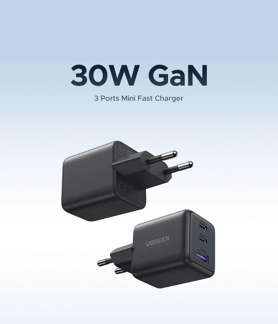 30W GaN USB C PD Fast Charger Ultra Compact PowerDelivery - Smarsty