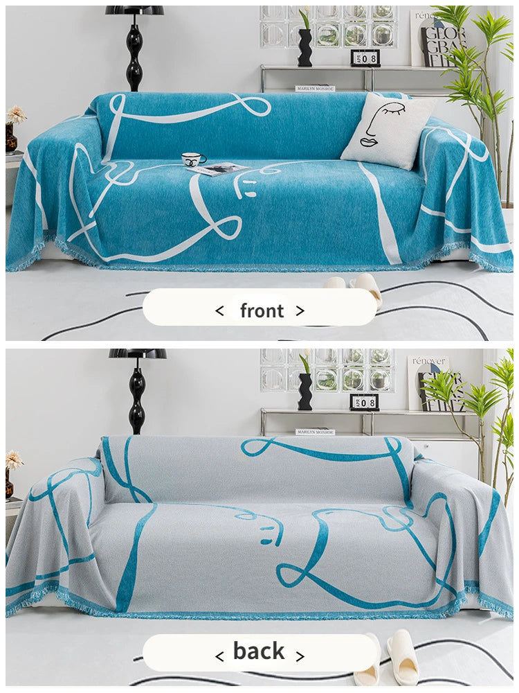 Black Chenille Sofa Cover for Dust Protection - Smarsty