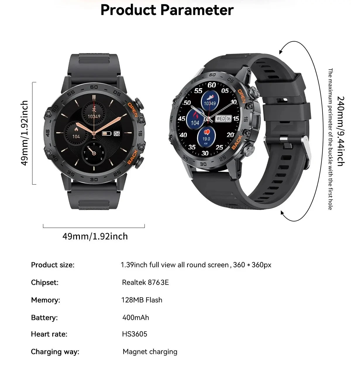LIGE 1.39 Inch Bluetooth Smart Watch for Men - Smarsty