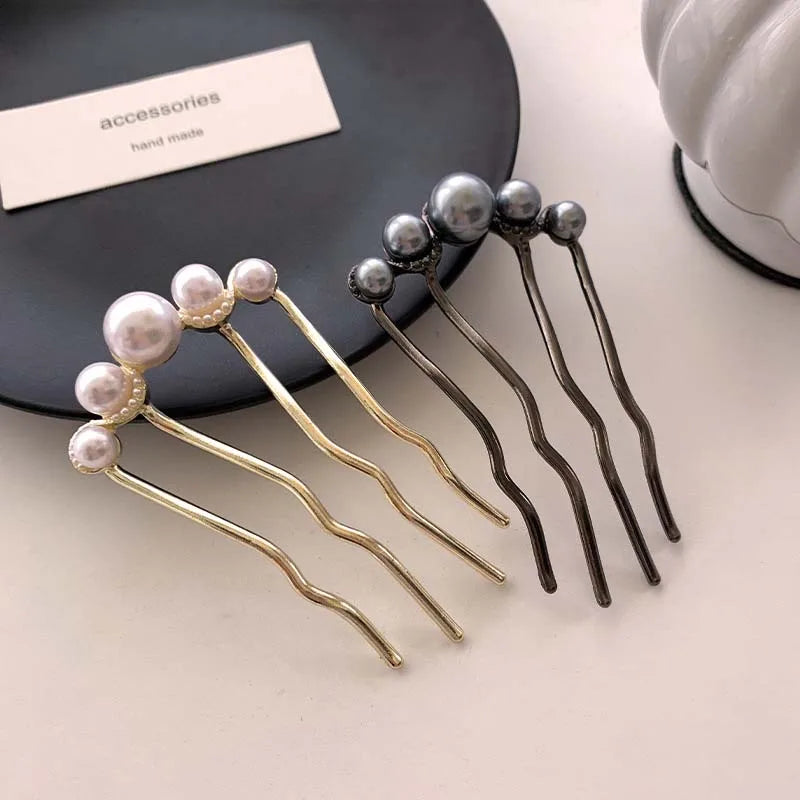 Korean U Shaped Pearl Hairpins for Elegant Styling - Smarsty