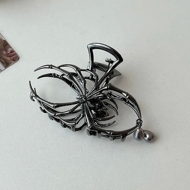 Large Silver Heart Hair Claw Clip Elegant Secure Hold - Smarsty