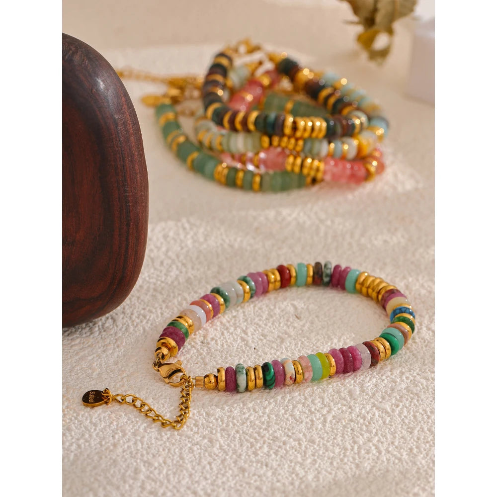 Colorful Natural Stone Beads Waterproof Bracelet for Women - Smarsty