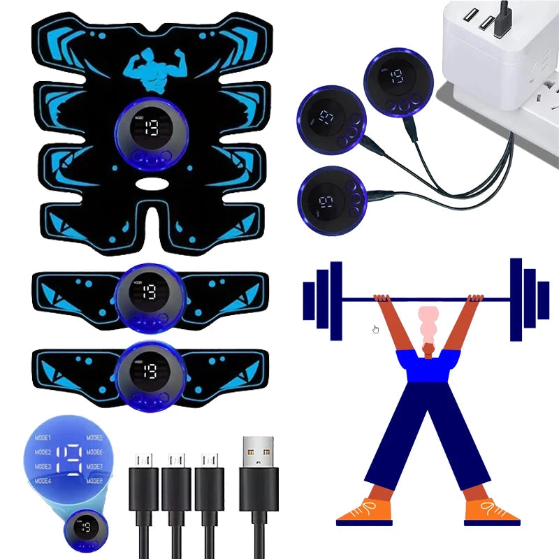 USB Rechargeable EMS Muscle Stimulator for Effective Abdominal Training - Smarsty