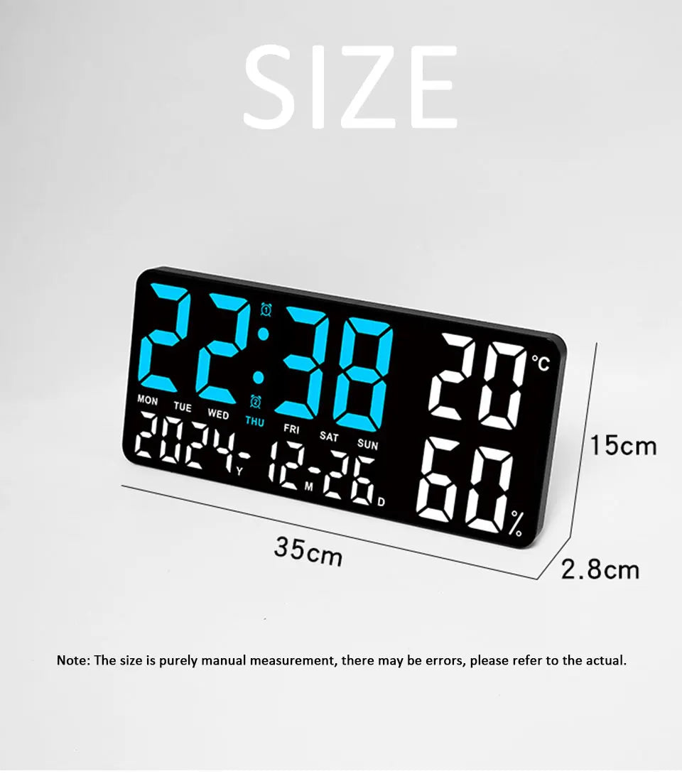 Digital Wall Clock with Remote Control and Humidity Display - Smarsty