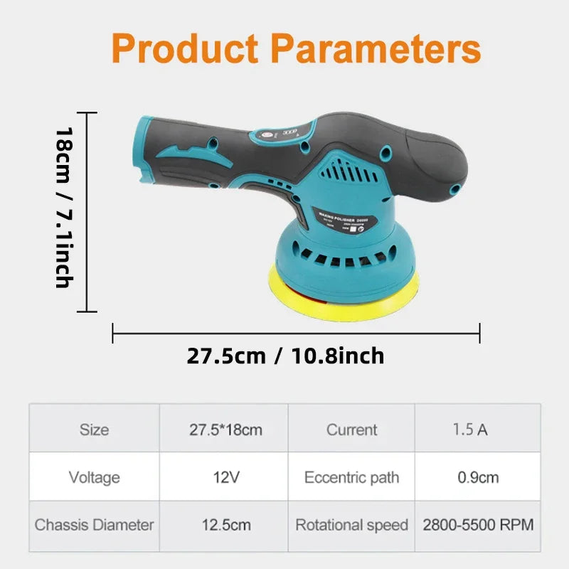 Cordless Car Polisher 12V 8 Speeds Noiseless Polishing - Smarsty