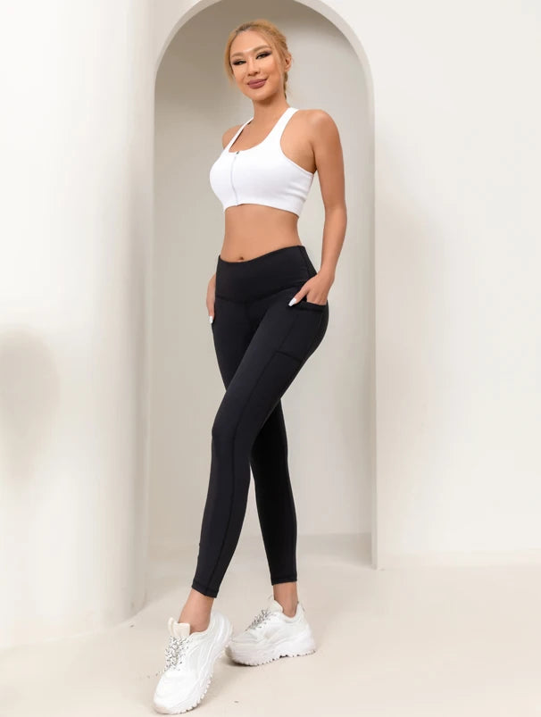 Gym cropped pants, high waisted fitness leggings, elastic exercise yoga pants, casual shark pants for women - Smarsty