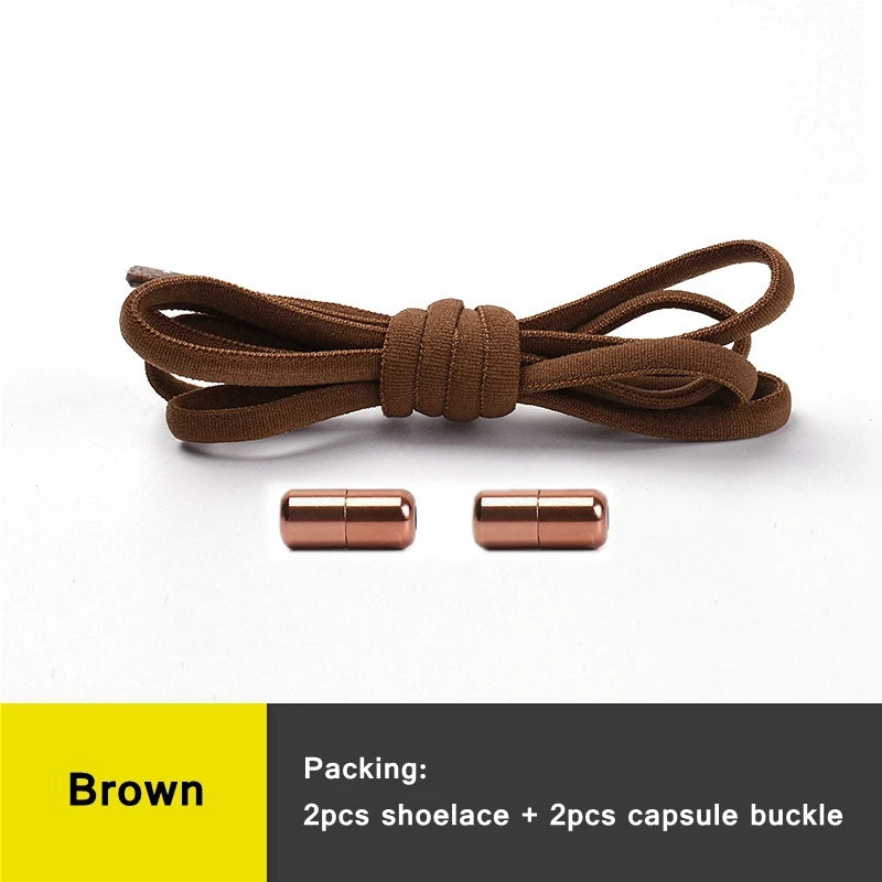 21 Colors No Tie Shoelaces Round Color Metal Lock Elastic Shoelace General For Children And Adults Sneakers Lazy Laces Unisex - Smarsty