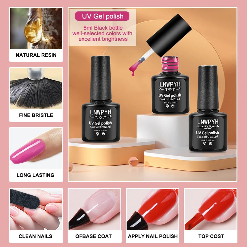 LNWPYH 26 Color Gel Nail Polish Set with Base and Top Coat - Smarsty
