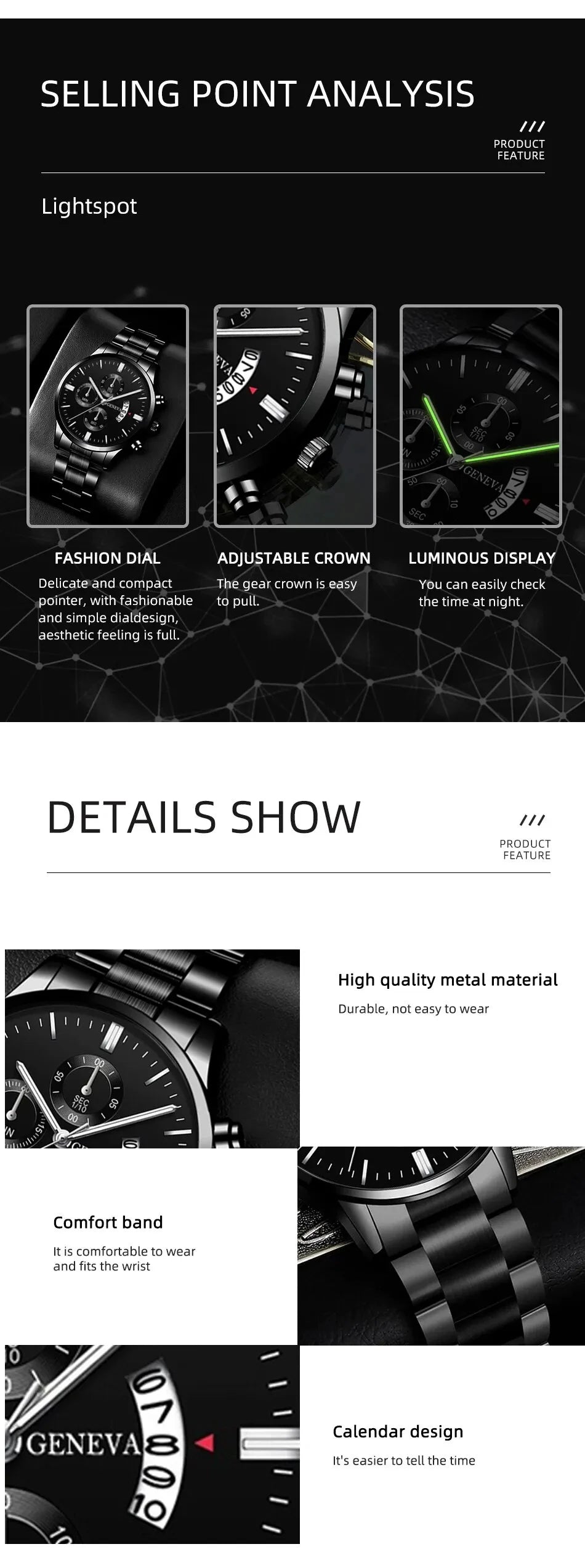 Luxury Black Stainless Steel Quartz Watch for Men - Smarsty