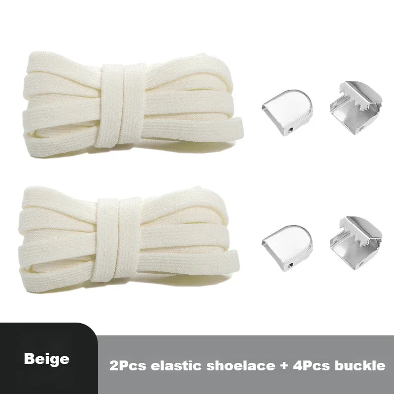 Flat Elastic Shoe Laces Sneakers No Tie Shoelaces for Shoes Tennis Quick Shoelace Clips Without Ties Shoe Accessories Kids Adult - Smarsty