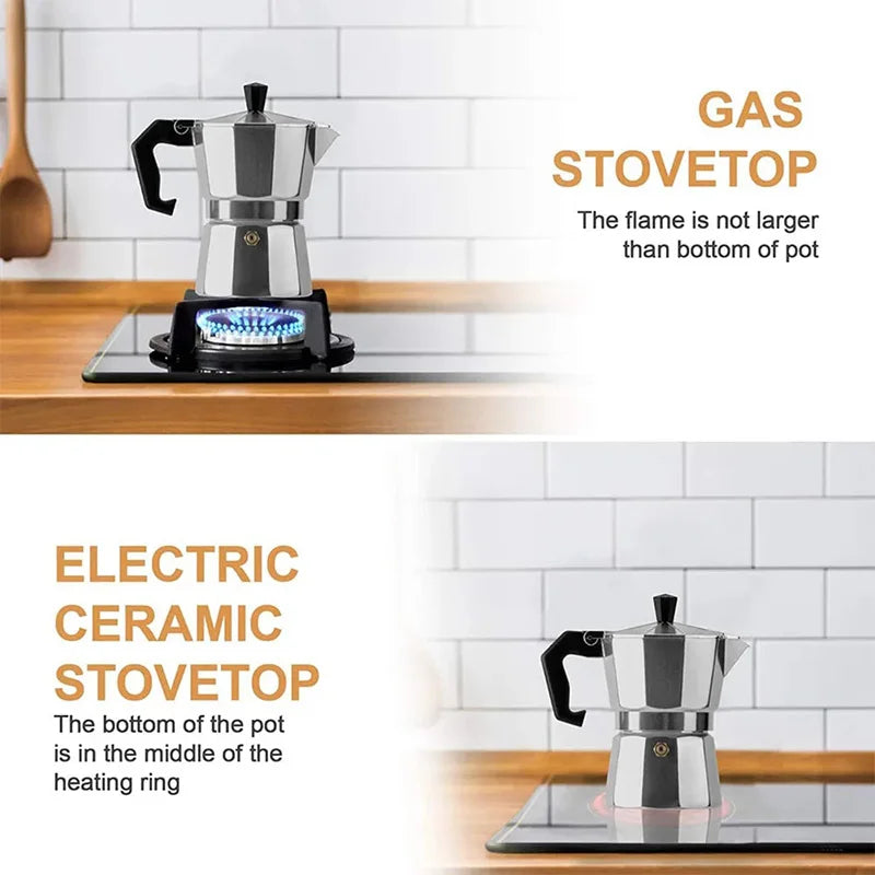 Aluminum Coffee Kettle Latte Percolator Home Italian Octagonal Moka Coffee Pot Office Travel Outdoor Camping Espresso Tea Pot