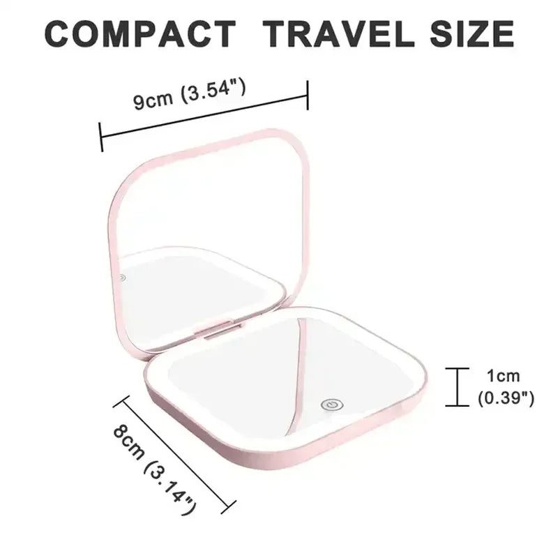Compact LED Makeup Mirror with 2X Magnification for Travel - Smarsty