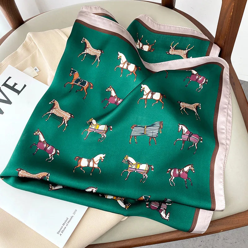 Luxury Silk Horse Print Scarf for Women - Smarsty