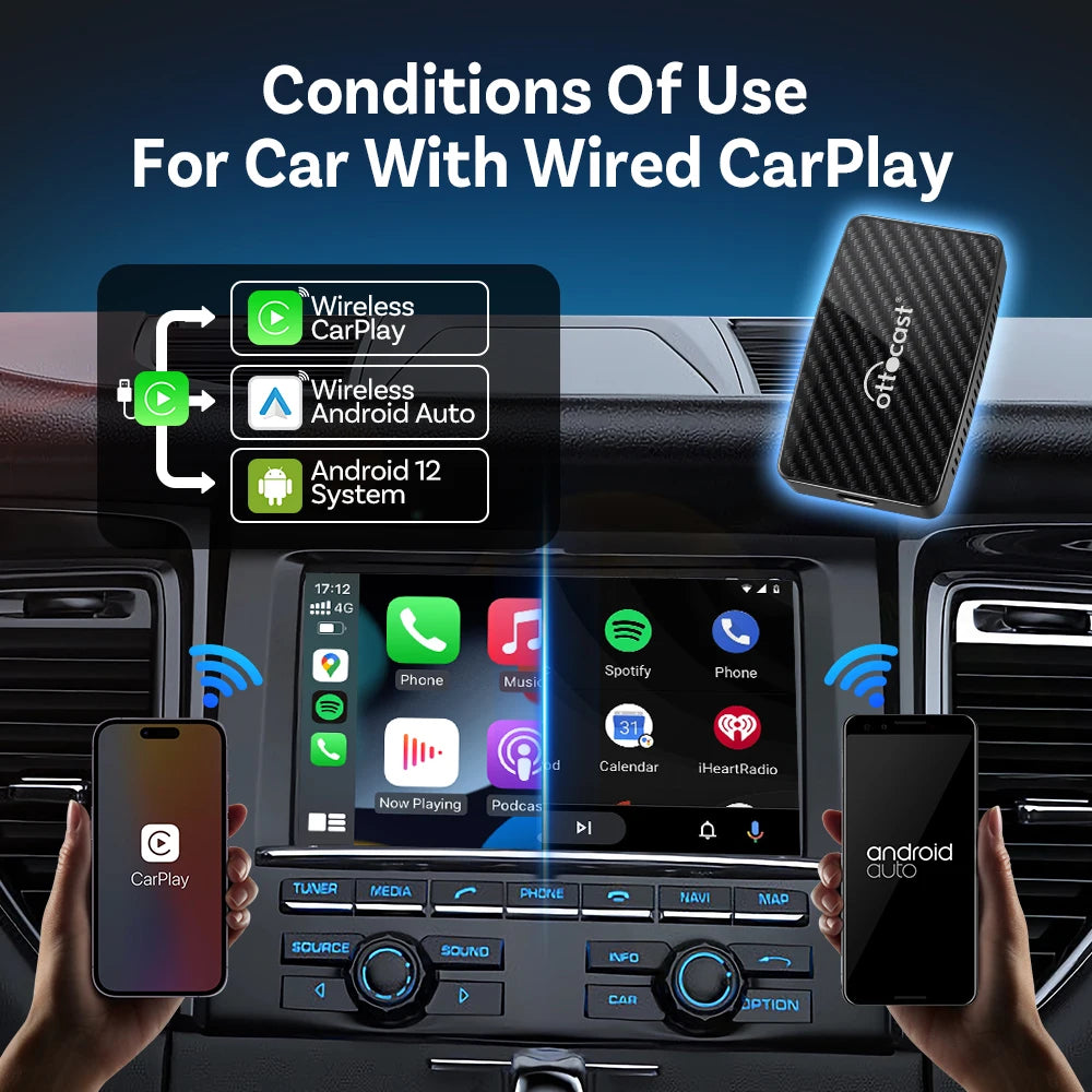 Wireless CarPlay Android Auto Adapter with Built in Apps - Smarsty