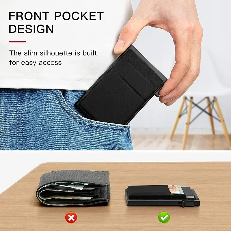 Anti Rfid Blocking Protected Magic ID Bank Credit Card Holder Men Thin Slim Minimalist Smart Magic Wallets Metal Cardholer Case