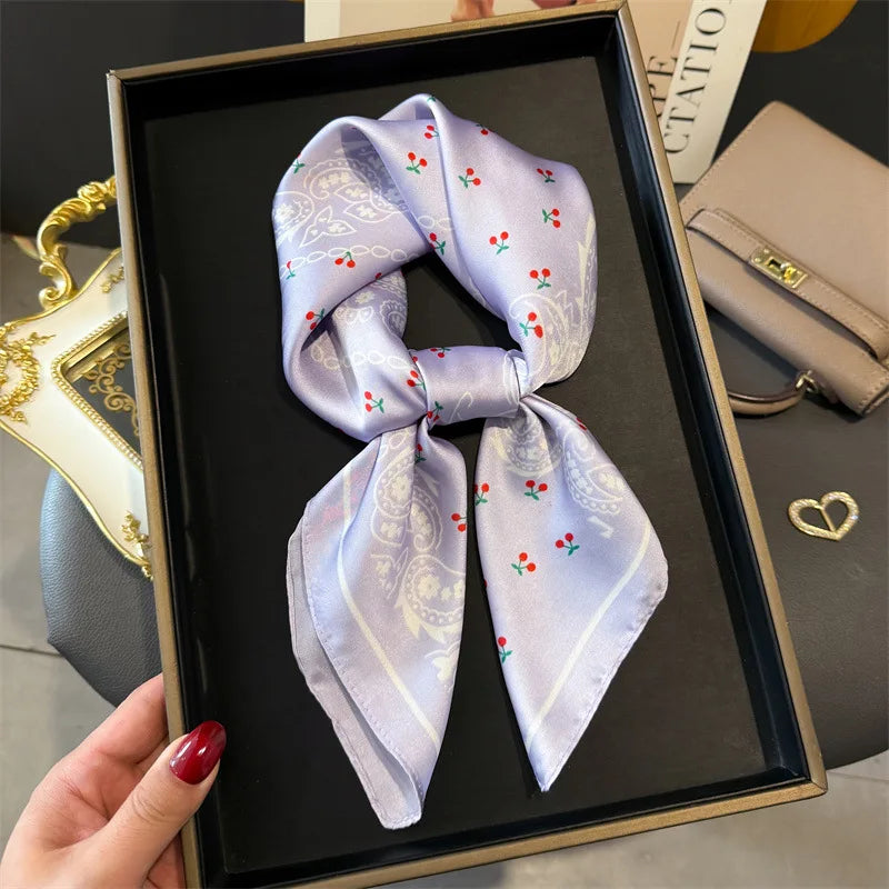 Bohemian Silk Square Scarf for Women Luxury Floral Print - Smarsty