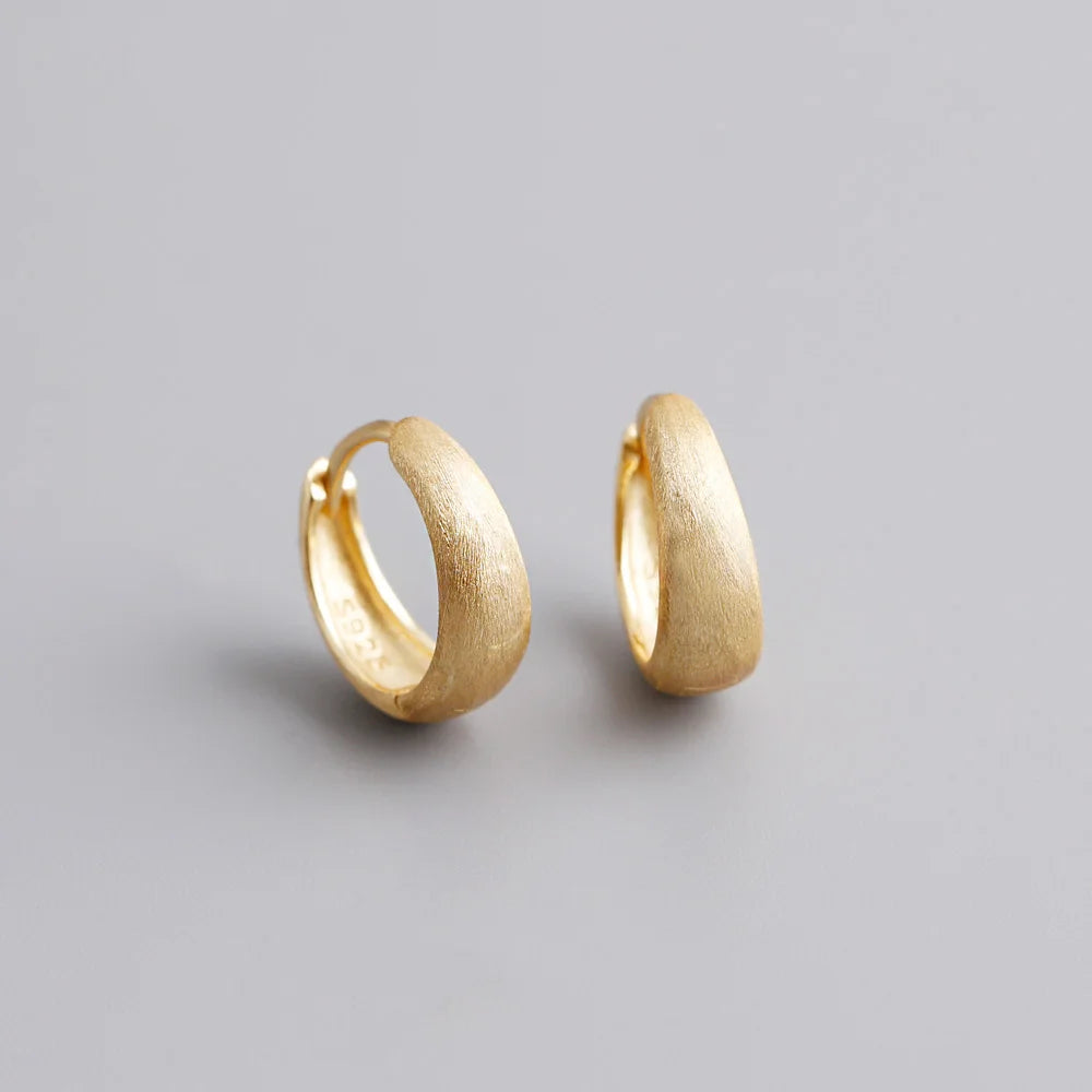 925 Sterling Silver Wide Gothic Huggies Hoop Earrings - Smarsty